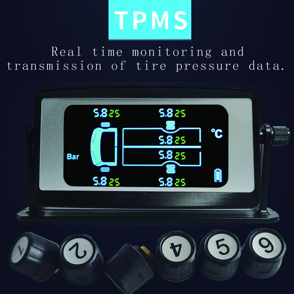 Tire Pressure Monitoring System with 4 Cap Sensors and Color Display for Metal/Rubber Valve Stems by Truck System Technologies, TPMS for RVs, Campers and Trailers(0-9 Bar/0-130PSI)(0-15 Bar/0-216PSI)
