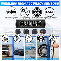 Thumbnail for Tire Pressure Monitoring Systems TPMS 6 Alarm Modes Wireless Solar Power and USB Charge with 4 External Sensors Real Time Pressure and Temperature Alarm Auto Safety Monitor for Truck Rv Trailer Car